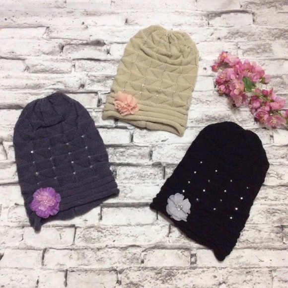 🌺 BEANIE HIPSTER BOHO FLOWER FLORAL CAP TRENDY BLING BAGGY RUSTIC CUSTOM KIND - Picture 5 of 8
